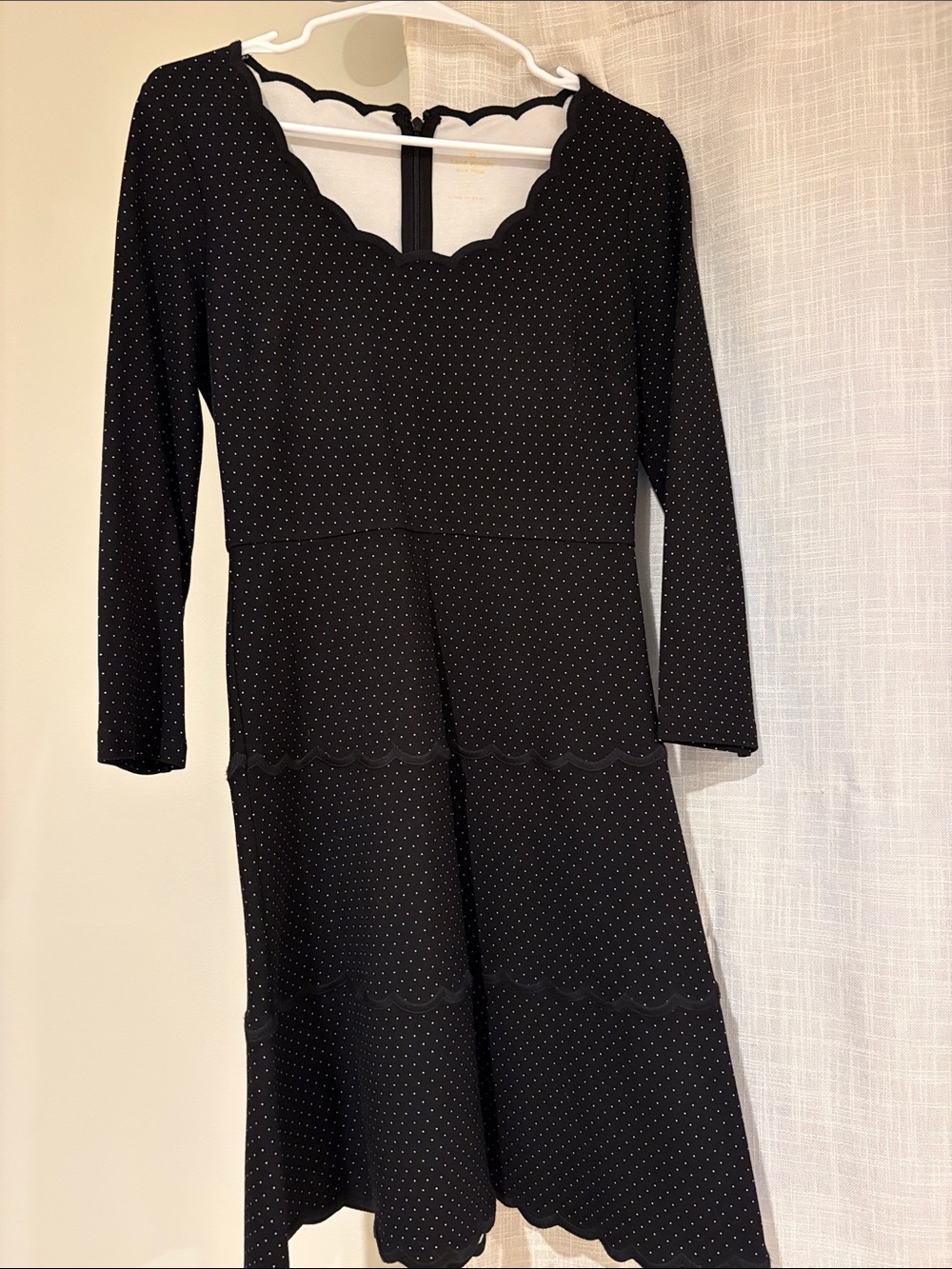 Kate Spade Black Scallop Neck Polka Dot Dress